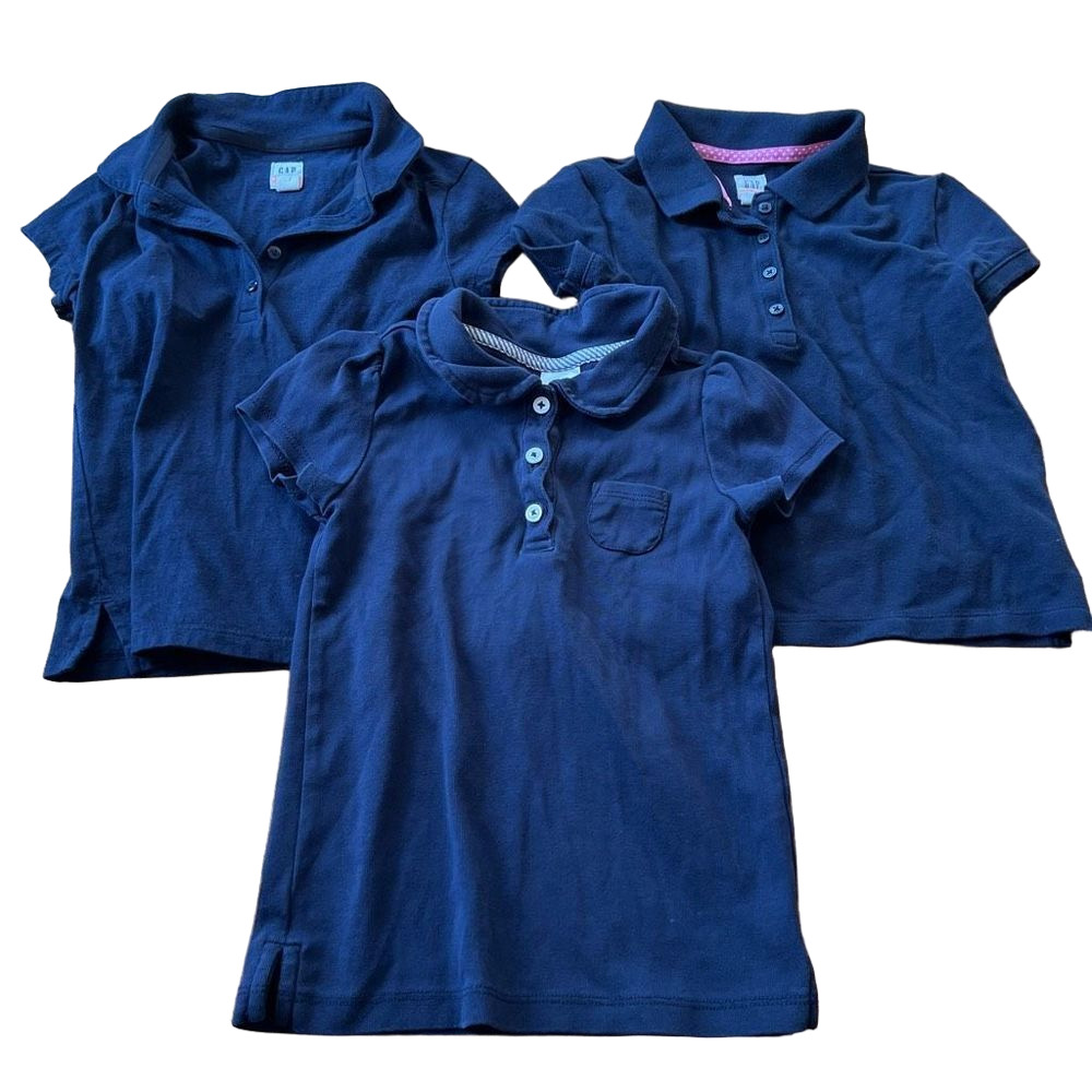 Gap and Gymboree Navy Blue Uniform Short Sleeve Girl’s Polo Shirts - XS 4/5 & 5